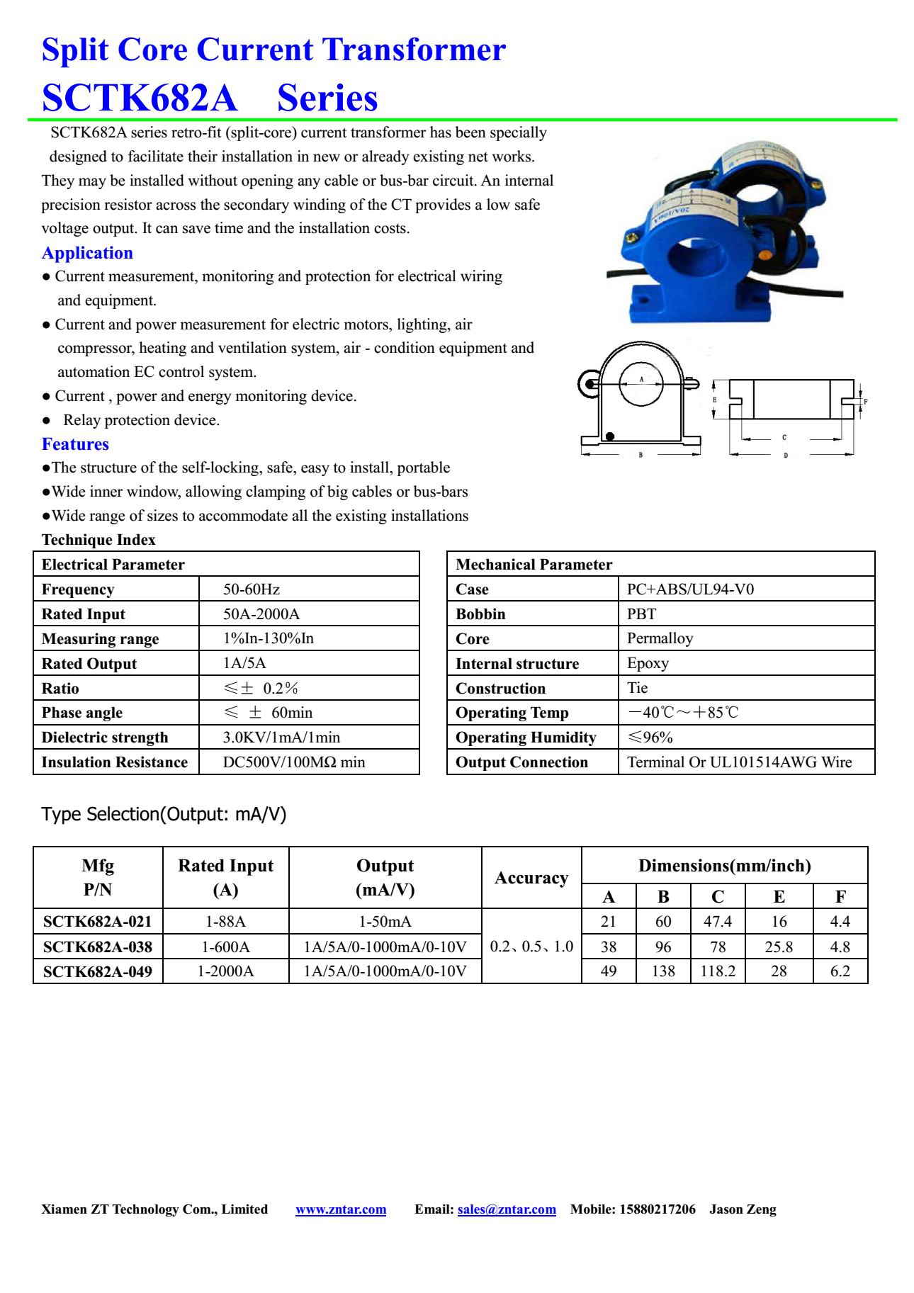 SCTK682A Split Core current   Transformer
